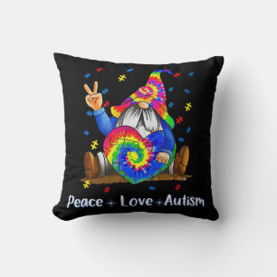 Peace Love Autism Gnome Autism Tie Dye Autism Awar Kussen