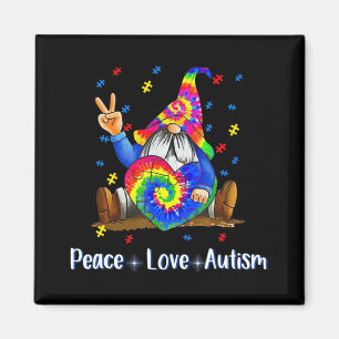 Peace Love Autism Gnome Autism Tie Dye Autism Awar Magneet