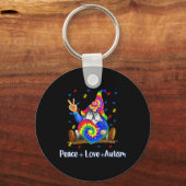 Peace Love Autism Gnome Autism Tie Dye Autism Awar Sleutelhanger (Voorkant)