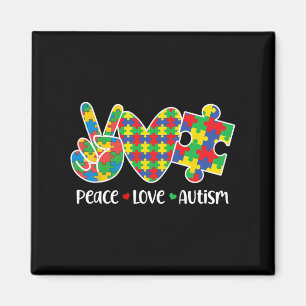 Peace Love Autism in April Draag Blue Autism Awa Magneet