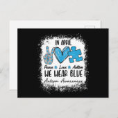 Peace Love Autism in April Draag Blue for Autism Briefkaart (Voorkant / Achterkant)