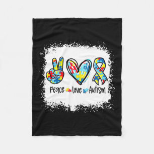 Peace Love Autism in April Draag Blue for Autism Fleece Deken