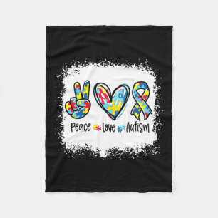 Peace Love Autism in April Draag Blue for Autism Fleece Deken