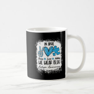 Peace Love Autism in April Draag Blue for Autism Koffiemok