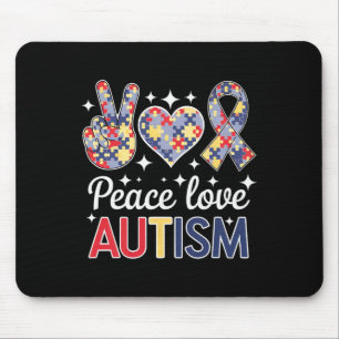 Peace Love Autism in April Draag Blue for Autism Muismat