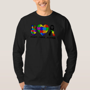 Peace Love Autism Poppin Autism Awareness Month Fi T-shirt
