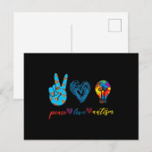 Peace Love Autism Puzzle Ribbon Autisme Awareness  Briefkaart (Voorkant / Achterkant)