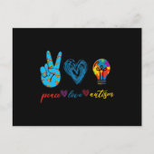 Peace Love Autism Puzzle Ribbon Autisme Awareness Briefkaart (Voorkant)