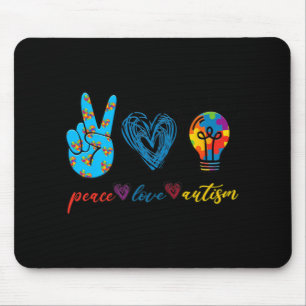 Peace Love Autism Puzzle Ribbon Autisme Awareness Muismat