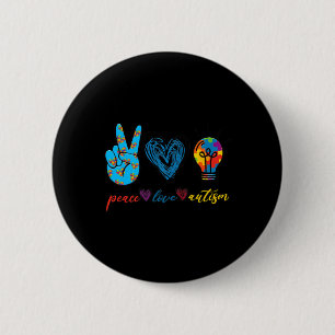 Peace Love Autism Puzzle Ribbon Autisme Awareness Ronde Button 5,7 Cm