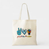 Peace Love Autism Puzzle Ribbon Autisme Awareness  Tote Bag (Achterkant)