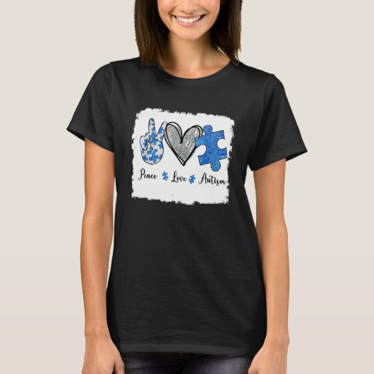 Peace Love Autism Sign T-shirt Plus Size (Voorkant)