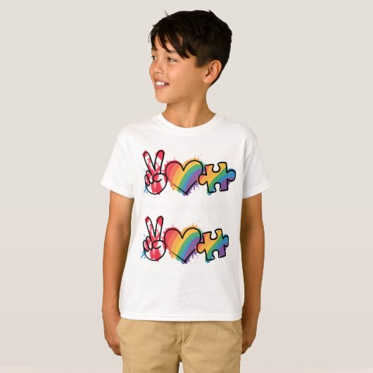 Peace.Love.Autism  T-shirt (Voorkant volledig)