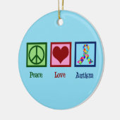 Peace Love Autisme Awareness Ribbon Cute Blue Keramisch Ornament (Links)