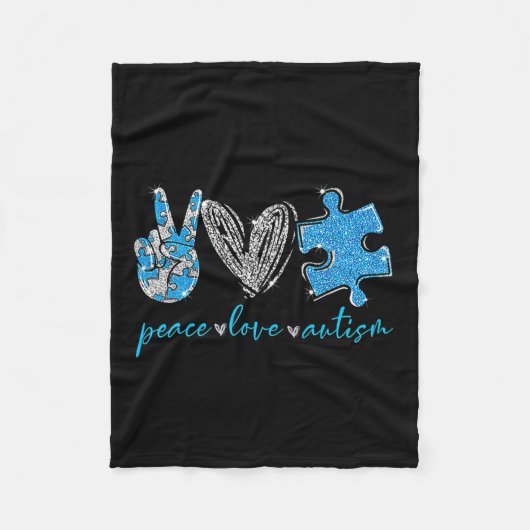 Peace Love Autisme Fleece Deken (Voorkant)
