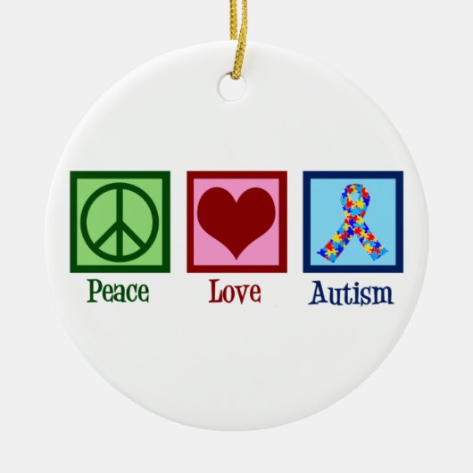 Peace Love Autisme Keramisch Ornament (Voorkant)