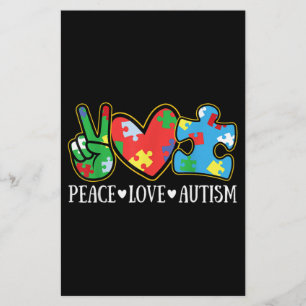Peace Love Autisme Puzzle Ribbon Autisme Awareness Briefpapier
