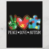 Peace Love Autisme Puzzle Ribbon Autisme Awareness Flyer (Voorkant)