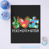 Peace Love Autisme Puzzle Ribbon Autisme Awareness Flyer (Enkel)