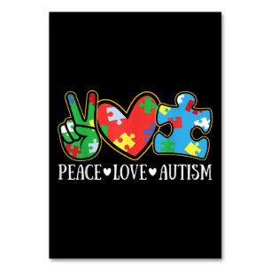 Peace Love Autisme Puzzle Ribbon Autisme Awareness Kaart