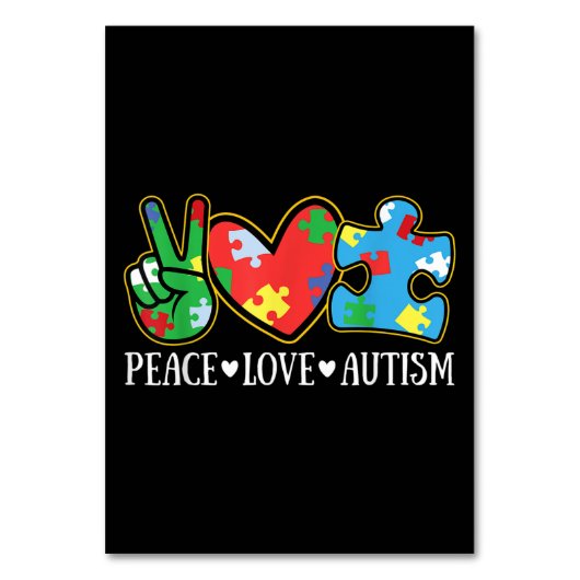 Peace Love Autisme Puzzle Ribbon Autisme Awareness Kaart (Voorkant)