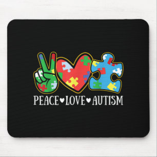 Peace Love Autisme Puzzle Ribbon Autisme Awareness Muismat