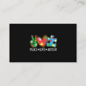 Peace Love Autisme Puzzle Ribbon Autisme Awareness Visitekaartje (Voorkant)