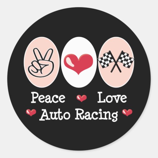 Peace Love Auto Racing Geruite Stickers (Voorkant)