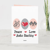 Peace Love Auto Racing geruite vlag Notecard Kaart (Achterkant)