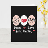 Peace Love Auto Racing geruite vlag Notecard Kaart (Gele Bloem)