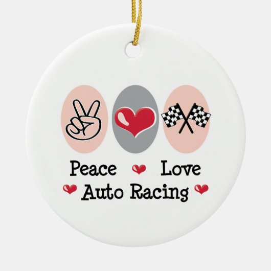 Peace Love Auto Racing Ornament (Voorkant)