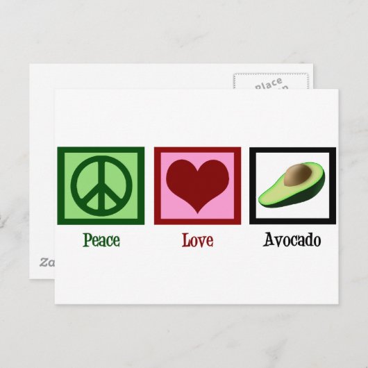 Peace Love Avocado Briefkaart (Voorkant / Achterkant)