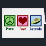 Peace Love Avocado Kaart<br><div class="desc">Een  vredesteken,  hart en een groene avocado kaart. Schattige Peace Love Avocado kaarten voor mensen die houden van guacamole.</div>