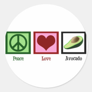 Peace Love Avocado Ronde Sticker