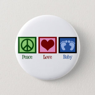 Peace Love Baby Boy Ronde Button 5,7 Cm