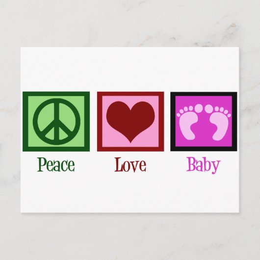 Peace Love Baby Girl Briefkaart (Voorkant)