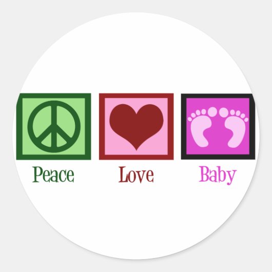 Peace Love Baby Girl Ronde Sticker (Voorkant)