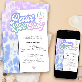 Peace Love Baby Pastel Tie Dye Baby shower Kaart