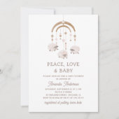 Peace Love & Baby | Schattige mobiel Baby shower v Kaart (Voorkant)