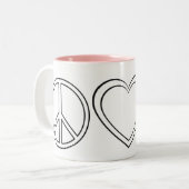 Peace Love Baby's Tweekleurige Koffiemok (Voorkant links)