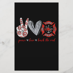 Peace Love Back Red   Funny Firefighter Lover Gift Briefpapier