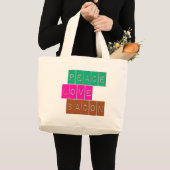 Peace Love Bacon Bright Colors Design Grote Tote Bag (Voorkant (product))