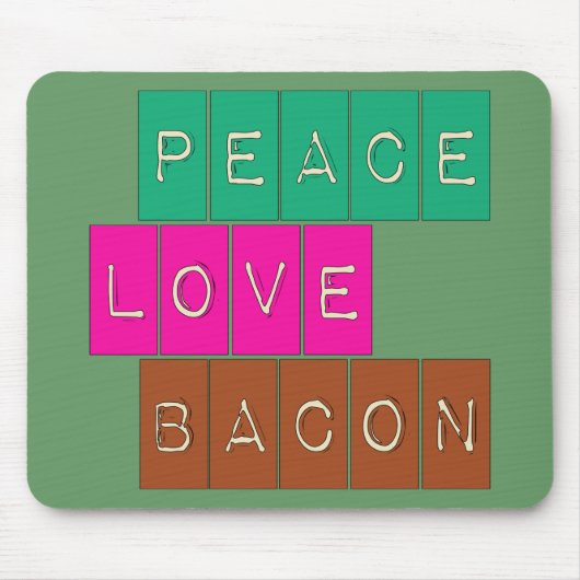 Peace Love Bacon Bright Colors Design Muismat (Voorkant)