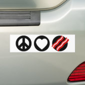 Peace Love Bacon Bumpersticker (Op auto)