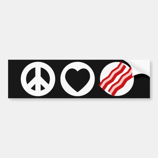 Peace Love Bacon Bumpersticker (Voorkant)