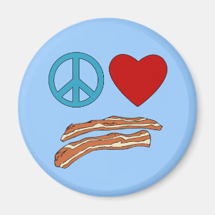 Peace Love Bacon Symbology Tshirt, Mok Magneet