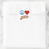 Peace Love Bacon Symbology Tshirt, Mok Ronde Sticker (Tas)