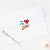 Peace Love Bacon Symbology Tshirt, Mok Ronde Sticker (Envelop)