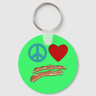 Peace Love Bacon Symbology Tshirt, Mok Sleutelhanger