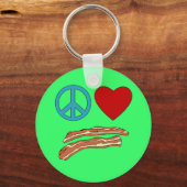 Peace Love Bacon Symbology Tshirt, Mok Sleutelhanger (Voorkant)